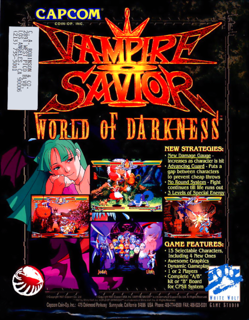 Vampire Savior - the lord of vampire (970519 Asia) Arcade Game Cover